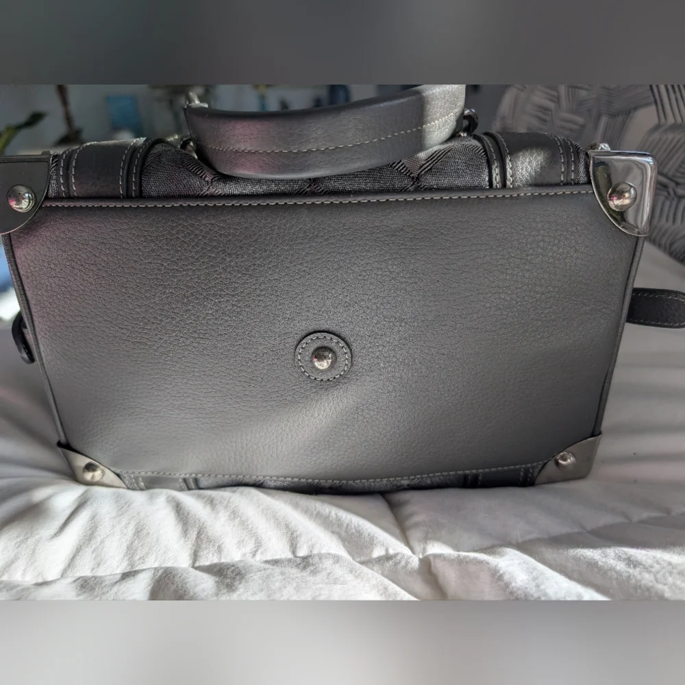 MCM Gray and Silver Harlequin Satchel with Dust Bag